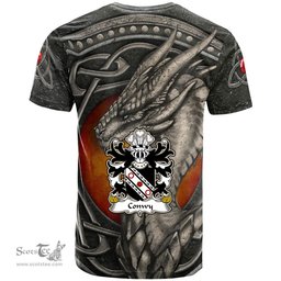 ScotsTee Shop Welsh Conwy of Bodrhyddan Flint Coat of Arms Family Crest Wales T Shirt Celtic Dragon With Celtic Knot T Shirt