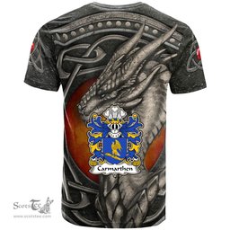 ScotsTee Shop Welsh Carmarthen Priory of St John the Evangelist Coat of Arms Family Crest Wales T Shirt Celtic Dragon With Celtic Knot T Shirt