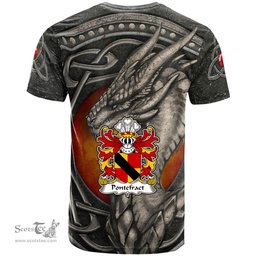 ScotsTee Shop Welsh Pontefract of Denbighshire Coat of Arms Family Crest Wales T Shirt Celtic Dragon With Celtic Knot T Shirt