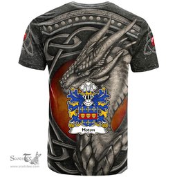 ScotsTee Shop Welsh Hoton or Houghton of Pembrokeshire Coat of Arms Family Crest Wales T Shirt Celtic Dragon With Celtic Knot T Shirt