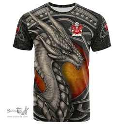ScotsTee Shop Welsh Bowen of Llwchmeilir Pembrokeshire Coat of Arms Family Crest Wales T Shirt Celtic Dragon With Celtic Knot T Shirt