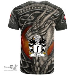 ScotsTee Shop Welsh Cilmin TROED DDU Coat of Arms Family Crest Wales T Shirt Celtic Dragon With Celtic Knot T Shirt