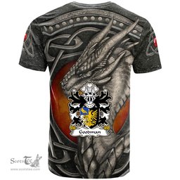 ScotsTee Shop Welsh Goodman of Ruthin Denbighshire Coat of Arms Family Crest Wales T Shirt Celtic Dragon With Celtic Knot T Shirt