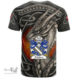 ScotsTee Shop Welsh Delabere of Kinnersley and Tibberton Herefordshire Coat of Arms Family Crest Wales T Shirt Celtic Dragon With Celtic Knot T Shirt