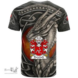ScotsTee Shop Welsh Rheinhallt Reginald King of Man Coat of Arms Family Crest Wales T Shirt Celtic Dragon With Celtic Knot T Shirt