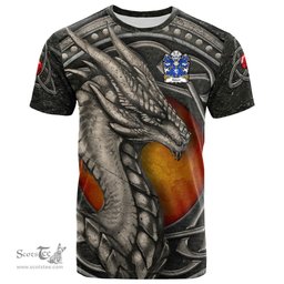 ScotsTee Shop Welsh Spicer of Caernarfonshire Coat of Arms Family Crest Wales T Shirt Celtic Dragon With Celtic Knot T Shirt