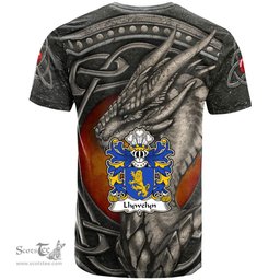 ScotsTee Shop Welsh Llywelyn EURDORCHOG born c.1030 Coat of Arms Family Crest Wales T Shirt Celtic Dragon With Celtic Knot T Shirt