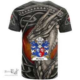 ScotsTee Shop Welsh Herbert 1st Earl of Pembrokeshire Coat of Arms Family Crest Wales T Shirt Celtic Dragon With Celtic Knot T Shirt