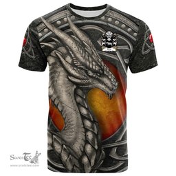 ScotsTee Shop Welsh Picot or Pigot lord of Klynn Pembrokeshire Coat of Arms Family Crest Wales T Shirt Celtic Dragon With Celtic Knot T Shirt