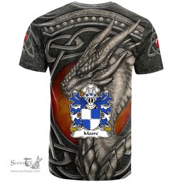 ScotsTee Shop Welsh Moore lords of Crick Monmouthshire Coat of Arms Family Crest Wales T Shirt Celtic Dragon With Celtic Knot T Shirt