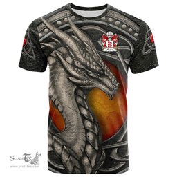 ScotsTee Shop Welsh Rhodri MAWR AP MERFYN FRYCH Coat of Arms Family Crest Wales T Shirt Celtic Dragon With Celtic Knot T Shirt