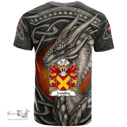 ScotsTee Shop Welsh Langley Coat of Arms Family Crest Wales T Shirt Celtic Dragon With Celtic Knot T Shirt