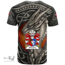 ScotsTee Shop Welsh Winston of Trewyn Monmouthshire Coat of Arms Family Crest Wales T Shirt Celtic Dragon With Celtic Knot T Shirt