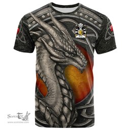 ScotsTee Shop Welsh Trevor or TUDOR TREFOR Coat of Arms Family Crest Wales T Shirt Celtic Dragon With Celtic Knot T Shirt