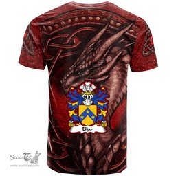 ScotsTee Shop Welsh Elian GEIMIAD Saint Coat of Arms Family Crest Wales T Shirt Celtic Red Dragon T Shirt