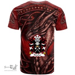 ScotsTee Shop Welsh Fletcher of Denbighshire Coat of Arms Family Crest Wales T Shirt Celtic Red Dragon T Shirt