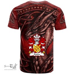 ScotsTee Shop Welsh Dutton of Dutton of Cheshire Coat of Arms Family Crest Wales T Shirt Celtic Red Dragon T Shirt