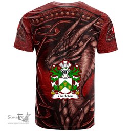 ScotsTee Shop Welsh Cherleton or Charlton Lords of Powys Coat of Arms Family Crest Wales T Shirt Celtic Red Dragon T Shirt