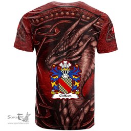 ScotsTee Shop Welsh Clifford of Herefordshire Coat of Arms Family Crest Wales T Shirt Celtic Red Dragon T Shirt