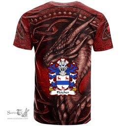 ScotsTee Shop Welsh Fletcher of Treborth Caernarfonshire Coat of Arms Family Crest Wales T Shirt Celtic Red Dragon T Shirt