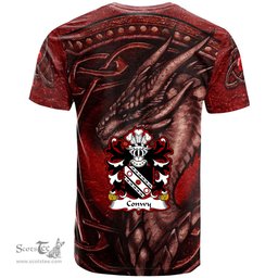 ScotsTee Shop Welsh Conwy of Bodrhyddan Flint Coat of Arms Family Crest Wales T Shirt Celtic Red Dragon T Shirt