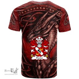 ScotsTee Shop Welsh Davies of Chester Coat of Arms Family Crest Wales T Shirt Celtic Red Dragon T Shirt