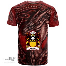 ScotsTee Shop Welsh Wogan of Pembrokeshire Coat of Arms Family Crest Wales T Shirt Celtic Red Dragon T Shirt