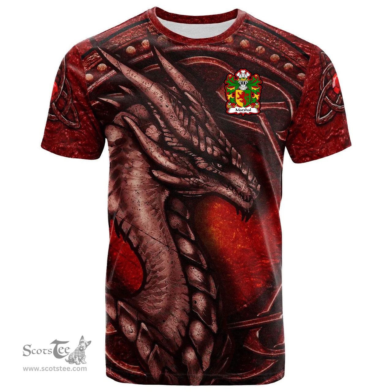 ScotsTee Shop Welsh Marshal Earls of Pembrokeshire Coat of Arms Family Crest Wales T Shirt Celtic Red Dragon T Shirt
