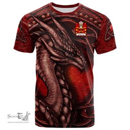 ScotsTee Shop Welsh Waterton of Herefordshire Coat of Arms Family Crest Wales T Shirt Celtic Red Dragon T Shirt