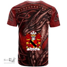 ScotsTee Shop Welsh Pontefract of Denbighshire Coat of Arms Family Crest Wales T Shirt Celtic Red Dragon T Shirt