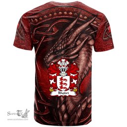 ScotsTee Shop Welsh Rhodri MAWR AP MERFYN FRYCH Coat of Arms Family Crest Wales T Shirt Celtic Red Dragon T Shirt