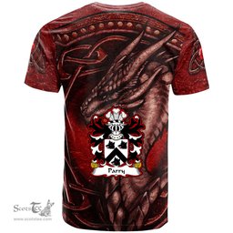ScotsTee Shop Welsh Parry of Basinwerk Flint Coat of Arms Family Crest Wales T Shirt Celtic Red Dragon T Shirt