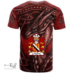 ScotsTee Shop Welsh Longford of Pembrokeshire Coat of Arms Family Crest Wales T Shirt Celtic Red Dragon T Shirt