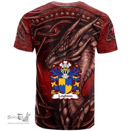 ScotsTee Shop Welsh Leighton of Leighton Shropshire Coat of Arms Family Crest Wales T Shirt Celtic Red Dragon T Shirt