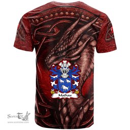 ScotsTee Shop Welsh Mathau or Mathew GOCH Coat of Arms Family Crest Wales T Shirt Celtic Red Dragon T Shirt