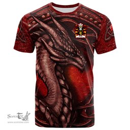 ScotsTee Shop Welsh Wallis or Welsh of Llan wern Monmouthshire Coat of Arms Family Crest Wales T Shirt Celtic Red Dragon T Shirt