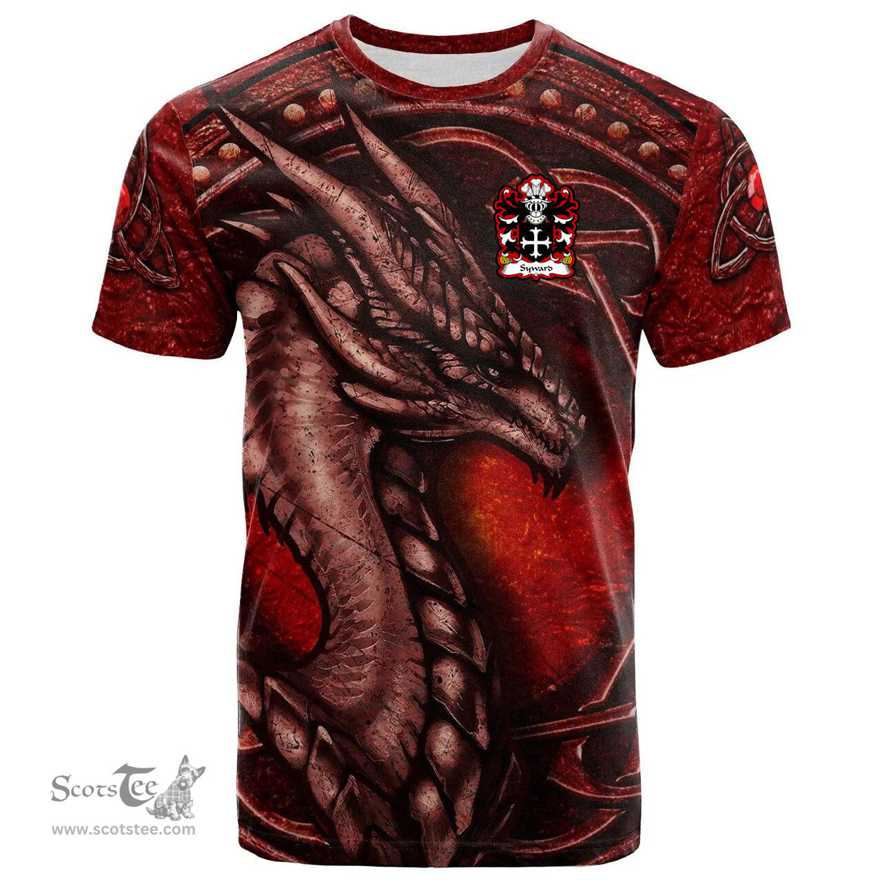 ScotsTee Shop Welsh Syward or Siward lord of Rhutin Glamorgan Coat of Arms Family Crest Wales T Shirt Celtic Red Dragon T Shirt