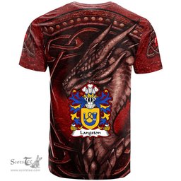 ScotsTee Shop Welsh Langston of Langiston Monmouthshire Coat of Arms Family Crest Wales T Shirt Celtic Red Dragon T Shirt
