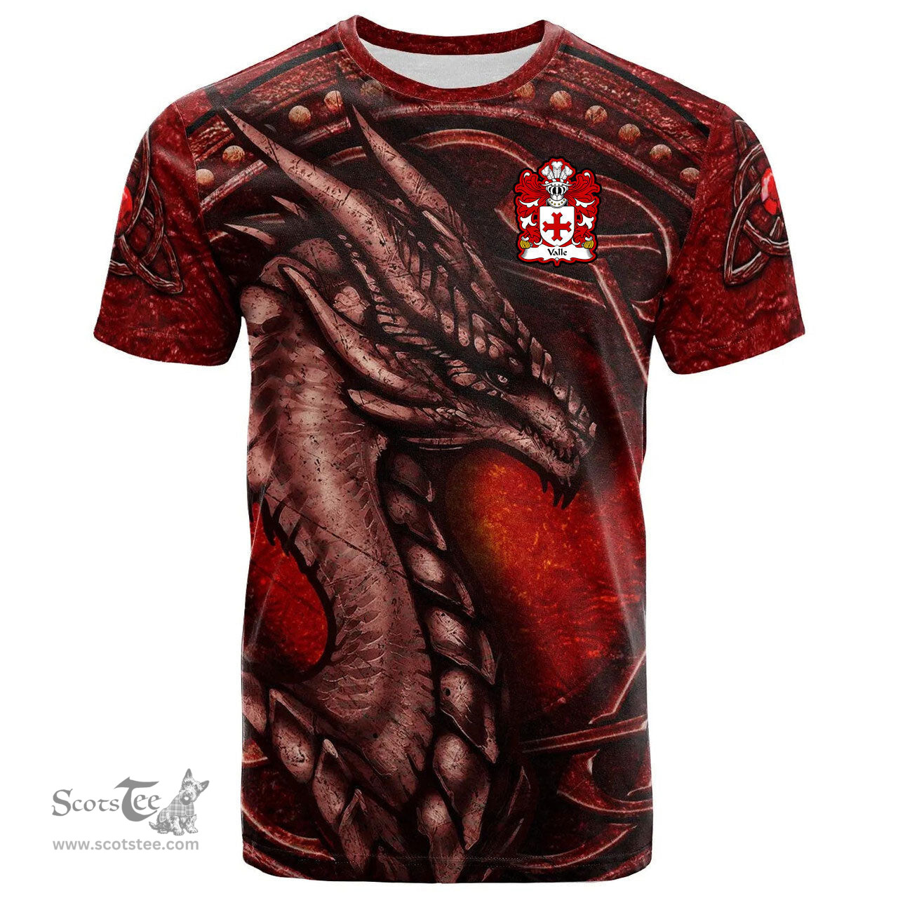 ScotsTee Shop Welsh Valle de. of Pembrokeshire Coat of Arms Family Crest Wales T Shirt Celtic Red Dragon T Shirt