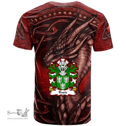 ScotsTee Shop Welsh Ruste of Abergwili Carmarthenshire Coat of Arms Family Crest Wales T Shirt Celtic Red Dragon T Shirt