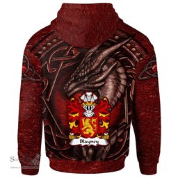 ScotsTee Shop Welsh Blayney Elystan Glodrydd Coat of Arms Family Crest Wales Hoodie Celtic Red Dragon With Celtic Knot Hoodie