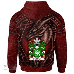 ScotsTee Shop Welsh Bleddyn AP MAENYRCH Coat of Arms Family Crest Wales Hoodie Celtic Red Dragon With Celtic Knot Hoodie