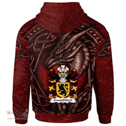 ScotsTee Shop Welsh Gwaithfoed of Ceredigion or Fawr Coat of Arms Family Crest Wales Hoodie Celtic Red Dragon With Celtic Knot Hoodie