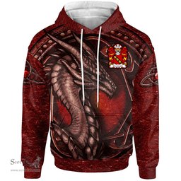 ScotsTee Shop Welsh Gweirydd AP RHYS GOCH Anglesey Coat of Arms Family Crest Wales Hoodie Celtic Red Dragon With Celtic Knot Hoodie