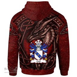 ScotsTee Shop Welsh Coel or Coilus self declared King of Britain Coat of Arms Family Crest Wales Hoodie Celtic Red Dragon With Celtic Knot Hoodie