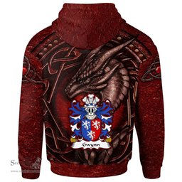 ScotsTee Shop Welsh Gwynn of Glamorganshire Coat of Arms Family Crest Wales Hoodie Celtic Red Dragon With Celtic Knot Hoodie