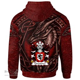 ScotsTee Shop Welsh Chepstowe Monmouthshire Coat of Arms Family Crest Wales Hoodie Celtic Red Dragon With Celtic Knot Hoodie
