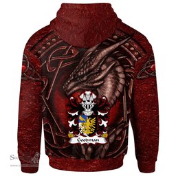 ScotsTee Shop Welsh Goodman of Ruthin Denbighshire Coat of Arms Family Crest Wales Hoodie Celtic Red Dragon With Celtic Knot Hoodie
