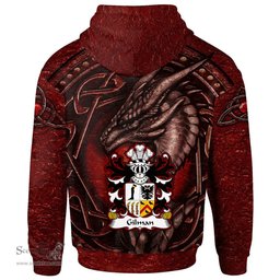 ScotsTee Shop Welsh Gilman Claims descent from Cilmin Troed ddu Coat of Arms Family Crest Wales Hoodie Celtic Red Dragon With Celtic Knot Hoodie