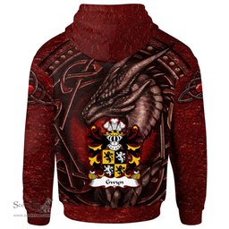 ScotsTee Shop Welsh Gwyn Sir John of Trewyn Coat of Arms Family Crest Wales Hoodie Celtic Red Dragon With Celtic Knot Hoodie